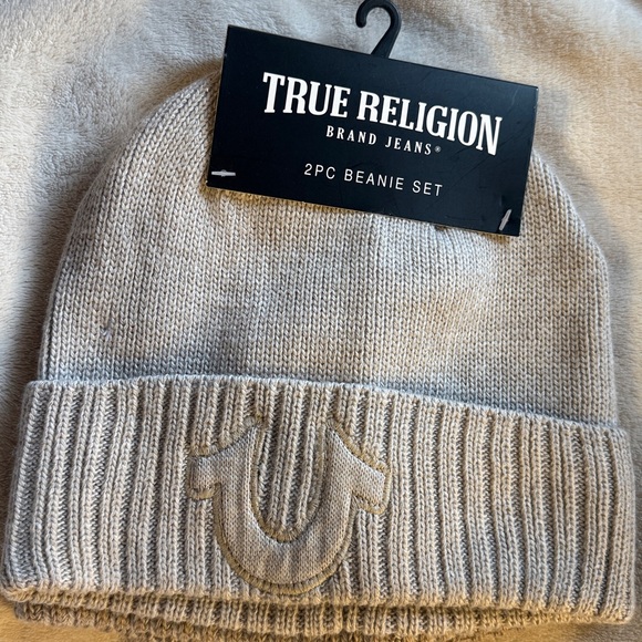 True Religion Other - True Religion Set of Two Men's Beanie Black and Tan Hats NEW!